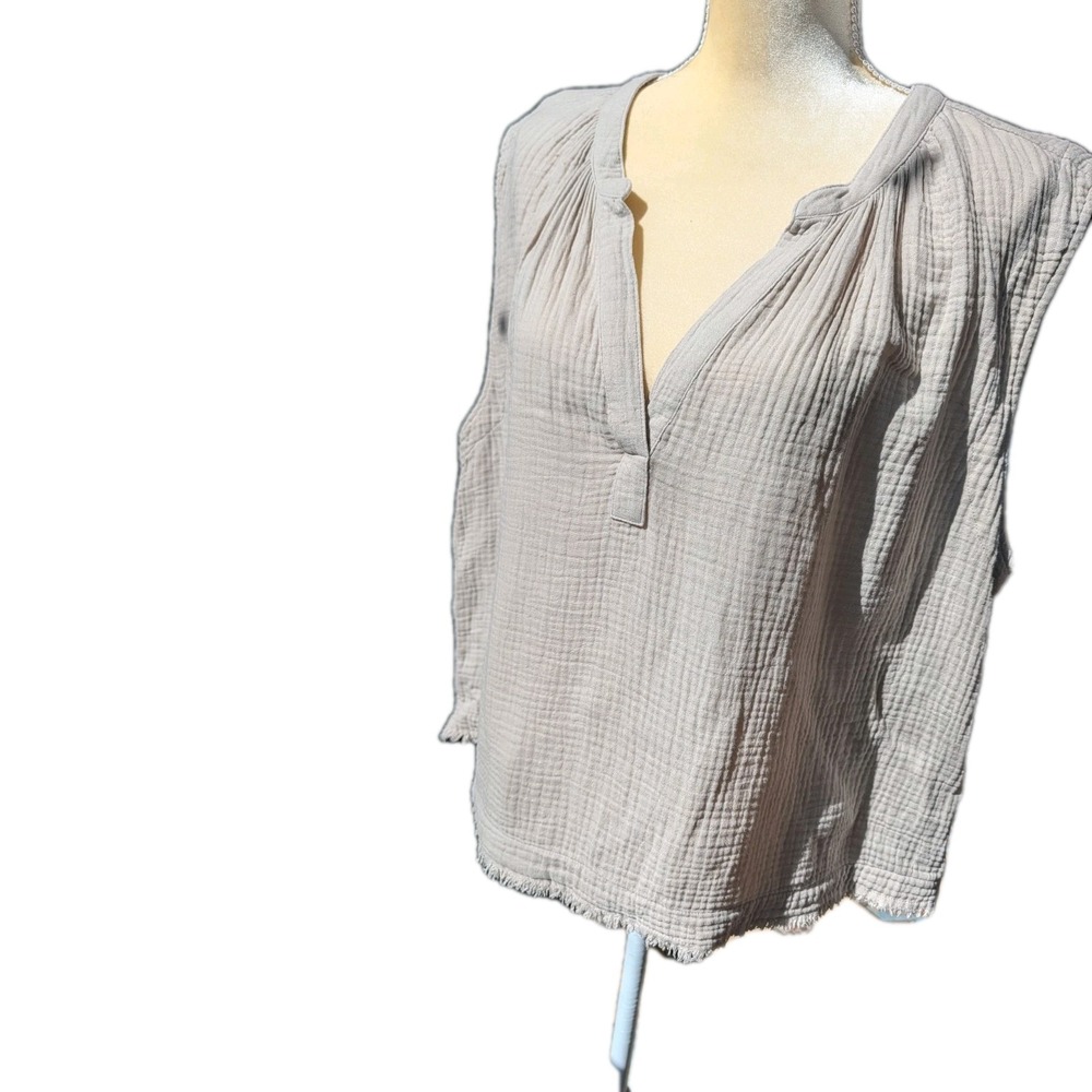 DKNY  Women's Size XL‎ Top Light Gray Sleeveless Oversized Vintage 100% Cotton